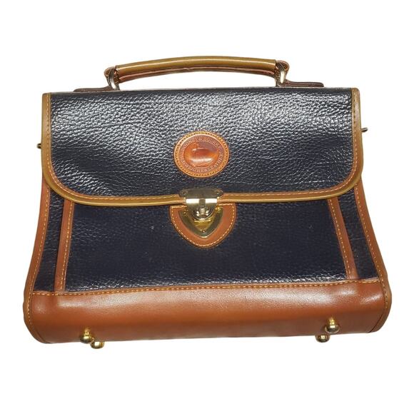 Vtg Dooney & Bourke All Weather Leather Blue Grain Leather Crossbody Satchel - Picture 4 of 8